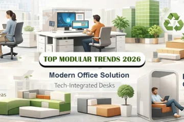 Modern office interior showcasing “Top Modular Office Furniture Trends 2026-27